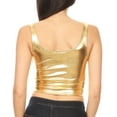 thumbnail image 2 of Sakkas Women's Stretchy Sleeveless Liquid Metallic Club Crop Tank Top Made in USA - Gold - 1X, 2 of 5
