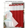 thumbnail image 4 of No Hook Cloth Fabric Shower Curtain with Snap in Liner, Red Burlap Texture Waterproof Shower Curtains Set with See Through Top Window, Farmhouse Vintage Red Bath Curtains Shower 60"x72", 4 of 6