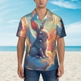 thumbnail image 2 of Gaeub Sunshine Winged Rabbit Print Men's Hawaiian Shirt,Button Down Short Sleeves Shirts,Tropical Beach Casual Button Down Shirts,3X-Large, 2 of 7