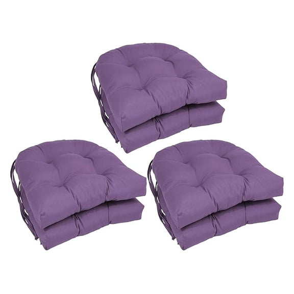 16-inch Rounded Back Tufted Twill Chair Cushion, 16 x 16, Grape 6 Count