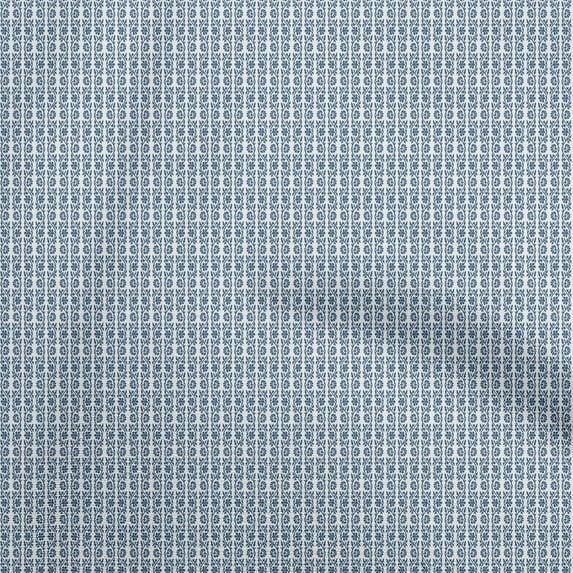 oneOone Cotton Poplin Medium Blue Fabric Asian Block Sewing Craft Projects Fabric Prints By Yard 56 Inch Wide