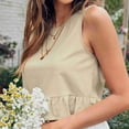 thumbnail image 5 of Womens Jacket Womens Tank Tops Under $5 Womens Tank Tops High Neck Y2K Tank Tops Women Casual Solid Sleeveless Vest Splicing Round Neck T- Tops Beige, 5 of 8