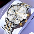 thumbnail image 3 of OLEVS Automatic Watches for Men Luxury Dress Waterproof Self Winding Mechanical Moon Phase Chronograph Stainless Steel Luminous Diamond Date Skeleton Tourbillon Wristwatch for Men Reloj Para Hombre, 3 of 15
