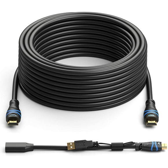 4K HDMI Cable with Signal Booster (75FT/22M, 4K 30Hz, in-Wall CL3 Rated, Long Cord, 3D, ARC, Ethernet)