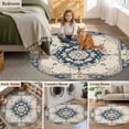thumbnail image 5 of Navy Blue Boho Round Area Rug 7 FT, Non Slip Living Room Area Carpet, Retro Southwestern Ethnic Geometric Washable Soft Circular Rug Non-Shedding Floor Carpet for Bedside Office Play Room Classroom, 5 of 9