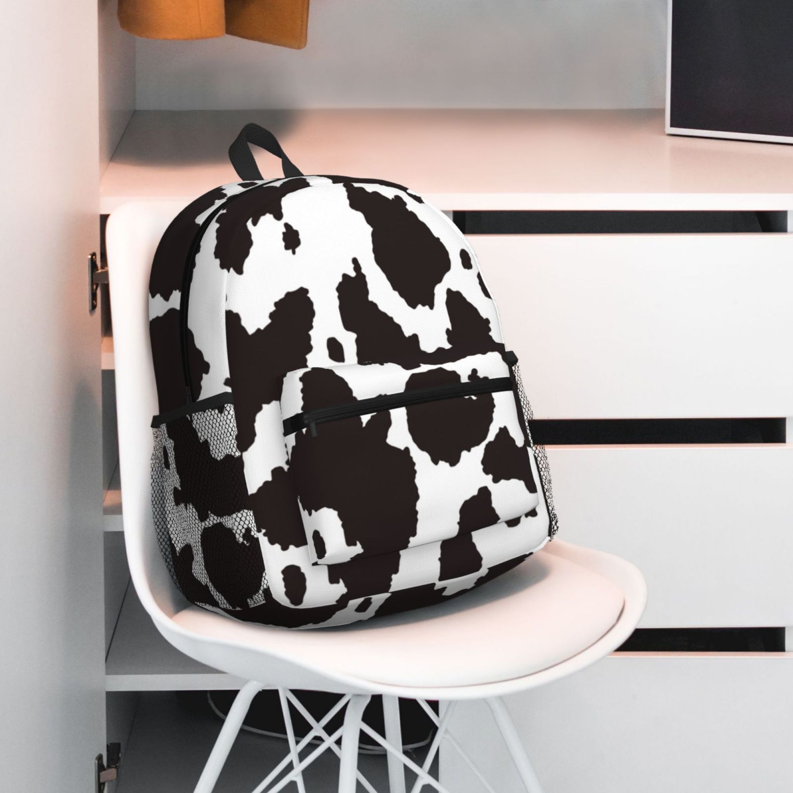 Horeoi Cow Skin 2 Print Casual Backpack for School Work Travel Hiking with Laptop Compartment and Side Pockets Lightweight Design