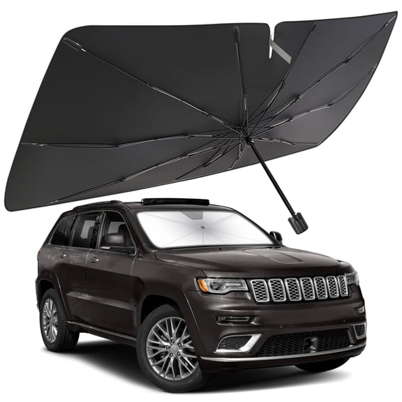 Windshield Sun Shade Umbrella for Jeep Grand Cherokee 2014-2021, Foldable Car Umbrella Sunshade with UV Block Front Window Cover (Heat & Sun Protection)
