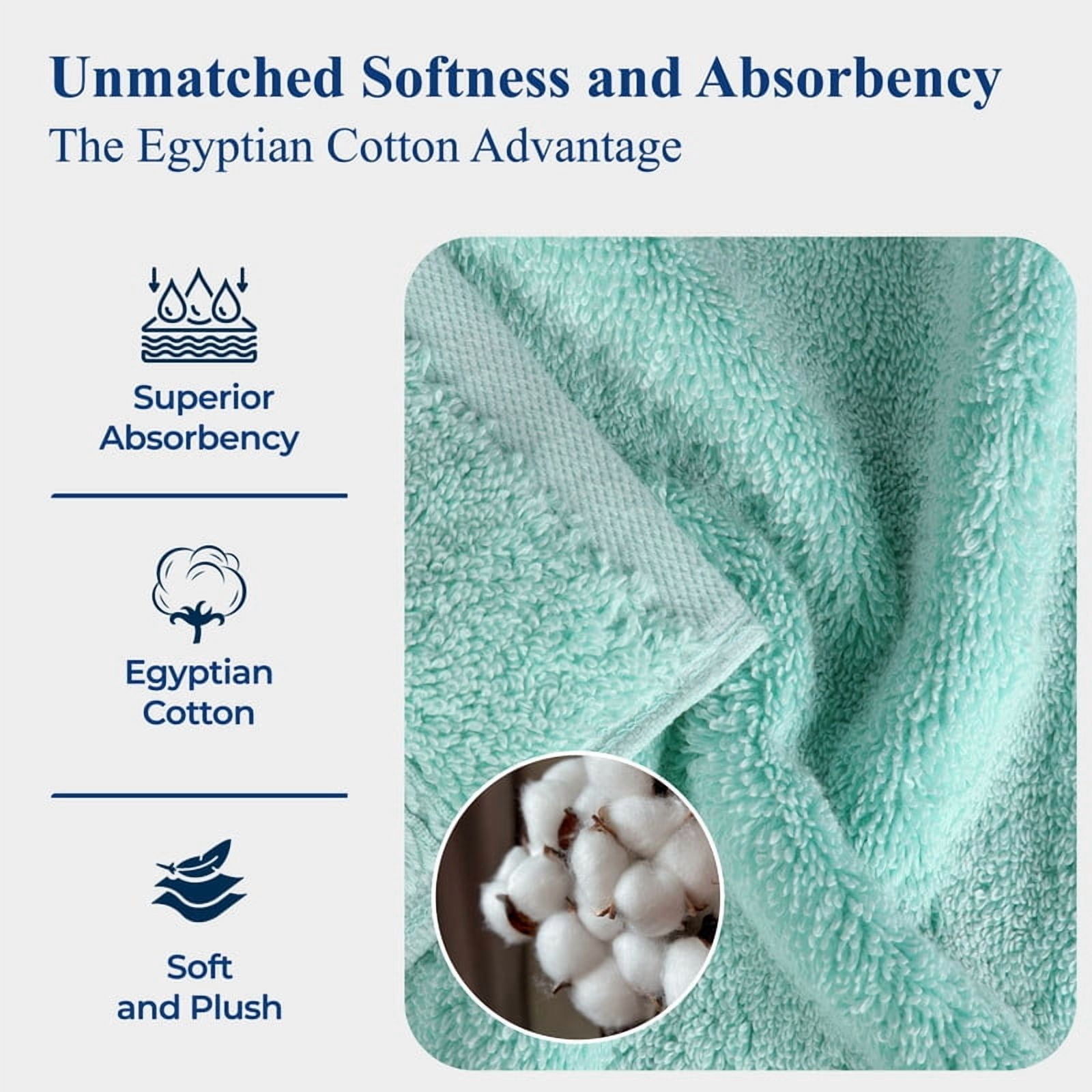 Superior 800 GSM Egyptian Cotton 3-Piece Towel Set, Soft Ultra Absorbent Towels, White