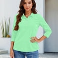 thumbnail image 5 of Qwertyu Women's Polo Shirts 3/4 Sleeve Cotton Collared T Shirt Golf Shirt Business Casual Tee Uniform Tops 3-Button Mint Green 3XL, 5 of 5