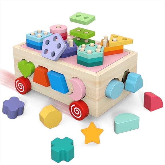 Kesletney Wooden Shape Sorting Montessori Toys Fine Motor Skills Game for Toddlers Age 36 months 