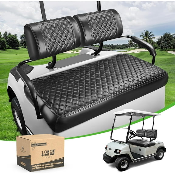 10L0L Golf Cart Front Seat Covers for Yamaha G16 G19 G22, Black Leather Diamond Stitching Golf Cart Accessories