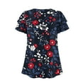 thumbnail image 6 of Paiyanr Women Tunic Tops Casual V-Neck Short Sleeve Shirts Floral Blouses Loose Summer Tops, 6 of 7