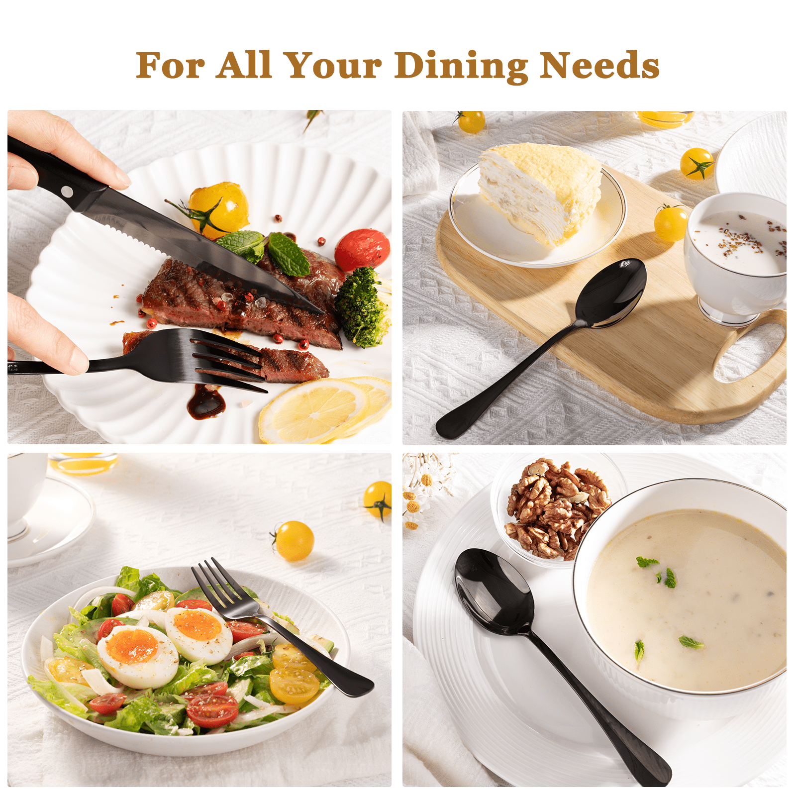 Astercook 25-Pieces Black Silverware Set with Steak Knives, Black Flatware Set for 4, Food-Grade Stainless Steel Tableware Cutlery Set, Eating Mirror Polished Utensil Set for... Astercook 25-Pieces Black Silverware Set with Steak Knives, Black Flatware Set for 4, Food-Grade Stainless Steel Tableware Cutlery Set, Eating Mirror Polished Utensil Set for... - Image 8