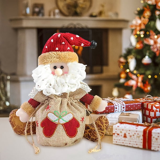 Exquisitas decoraciones navideñas Bolsa de manzanas de Papá Noel Decoración navideña Bolsa de regalo