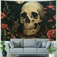 thumbnail image 4 of Chilfamy Skull Floral Tapestry, Trippy Mushroom Skeleton Goth Garden Aesthetic Tapestries for Bedroom Painting, 4 of 6