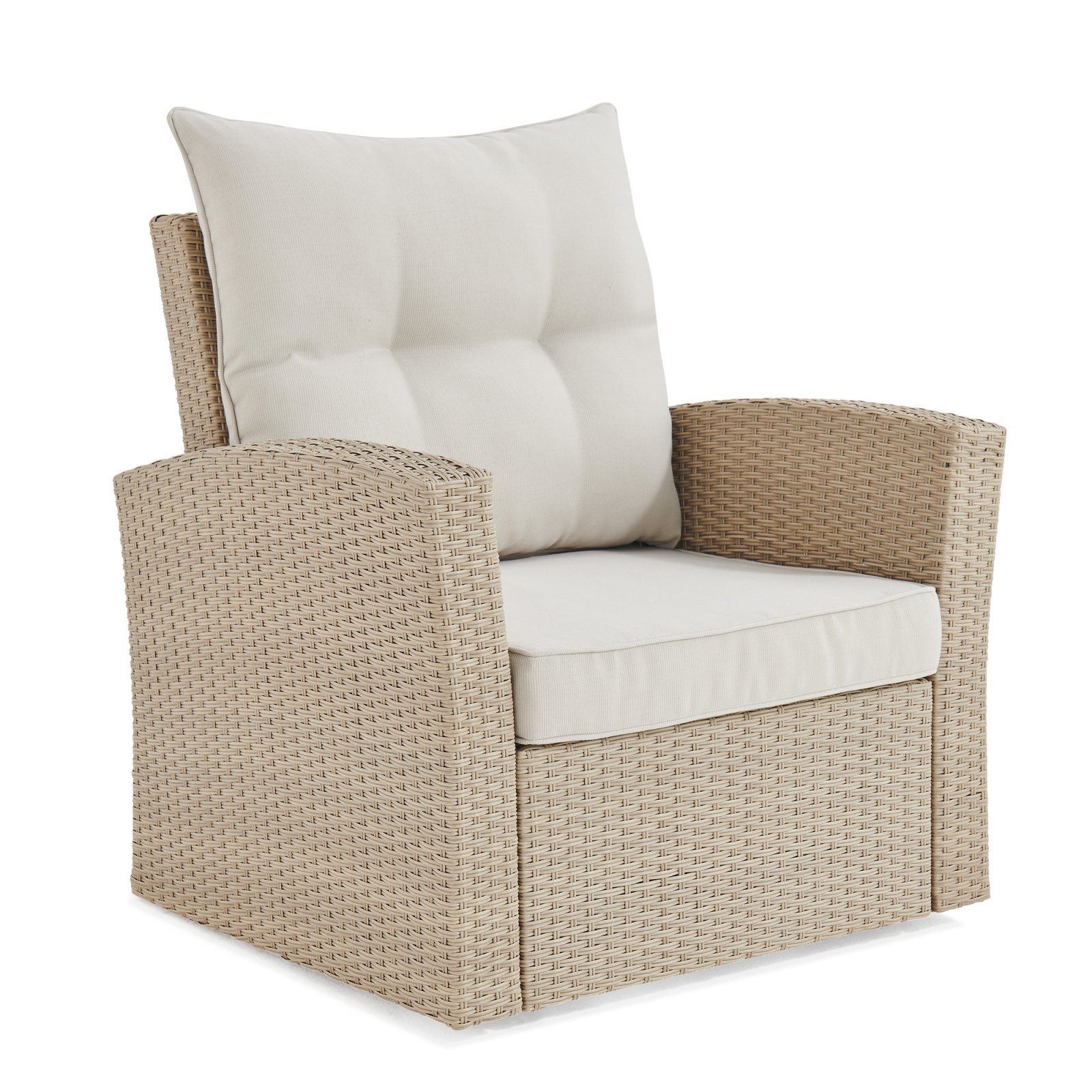 Canaan Cream Wicker Outdoor Seating Set w/ 2 Chairs and 2 Large Ottomans - image 3 of 10
