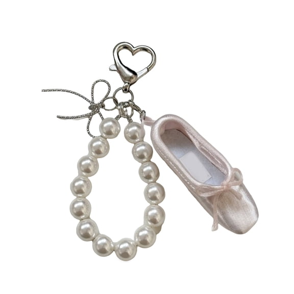 Stylish Ballet Shoe Charm Keychain With Lace And Pearls Designs Great For Adding Elegances To Handbags Or Gifts
