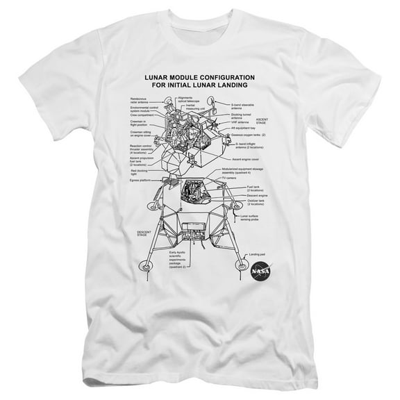 Nasa Lunar Module Diagram Adult 30/1 T-Shirt White