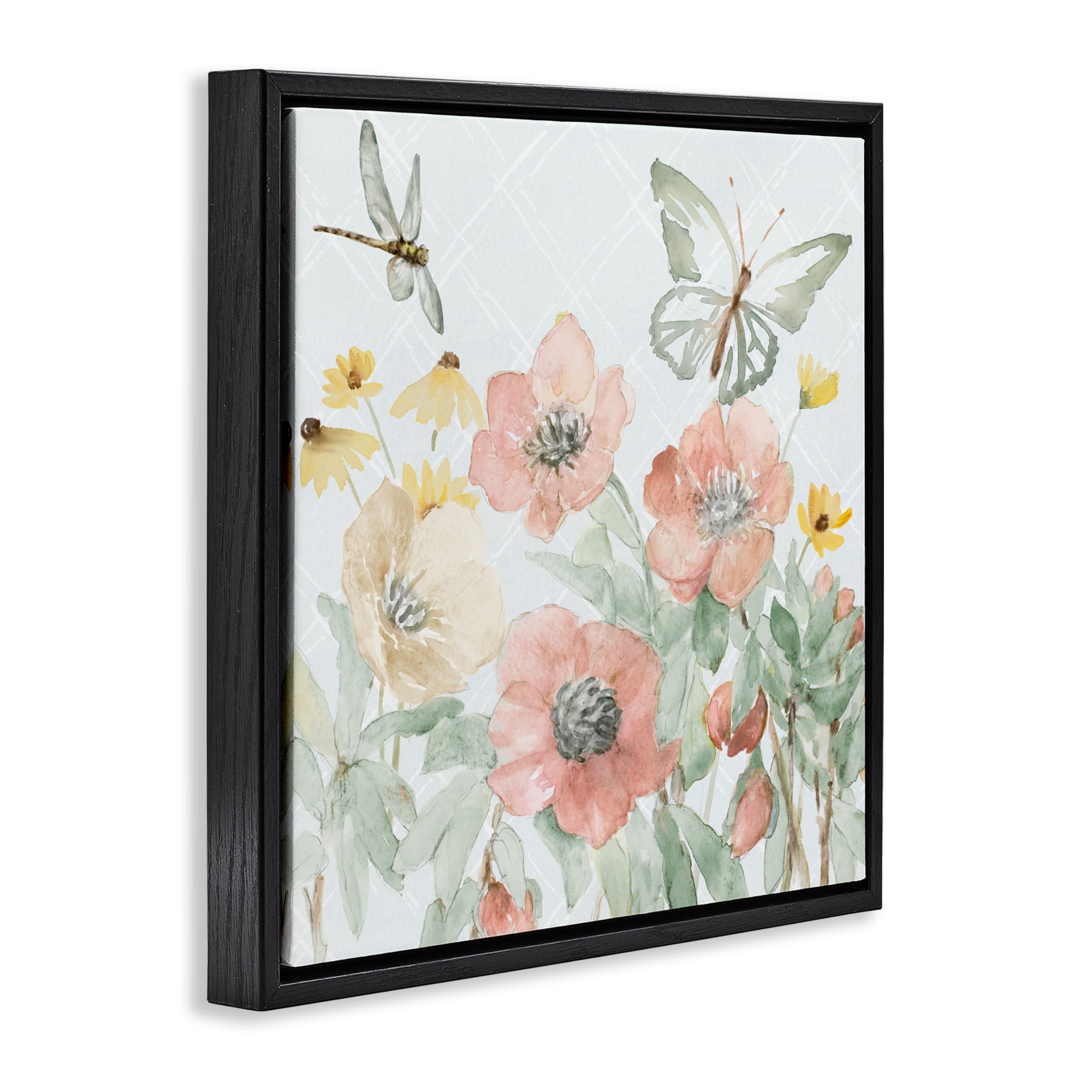 Stupell Industries Garden Joy Butterflies Black Framed Floater Canvas Wall Art, design by Lanie Loreth