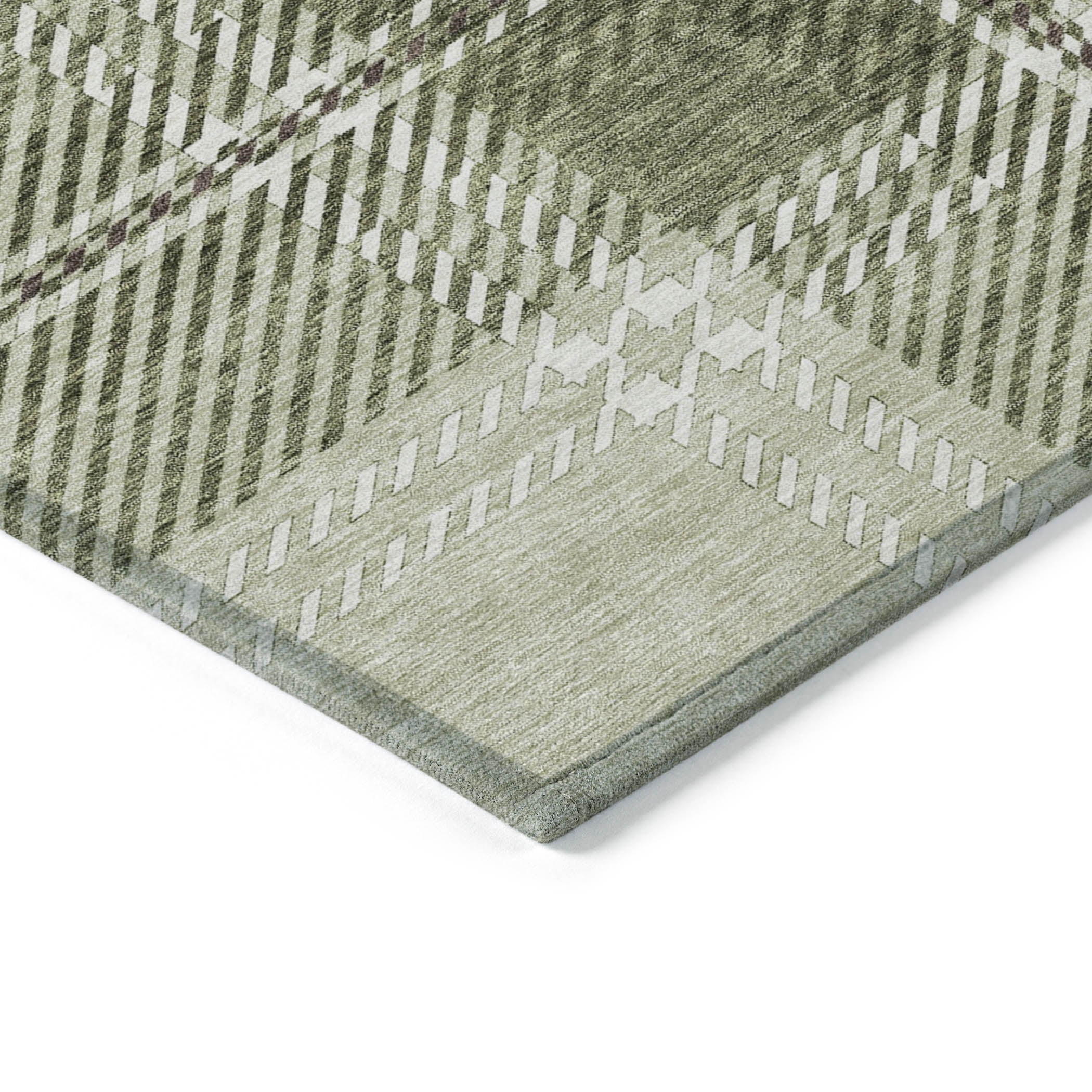 Addison Rugs Chantille Indoor/Outdoor Transitional Plaid Aloe Washable Rectangle Rug, 1'8" x 2'6"