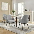 thumbnail image 5 of Gray Dining Chairs Set of 4, Modern Boucle Fabric Upholstered Kitchen Dining Chairs with Arms and Sturdy Metal Legs for Restaurant Cafe Living Room Bedroom, 5 of 9
