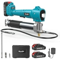 Seesii 10000 PSI Heavy Duty Grease Gun with 39.4" Long Hose, Electric Powered Grease Gun with 2 Batteries and Charger, Ultra Bright LED Light for Truck, Tractor, Construction Equipment Maintenance