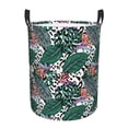 thumbnail image 2 of Uemuo Tropical Leaves Pattern Circular Laundry Hamper Basket with handles,Collapsible laundry basket,Large capacity laundry hamper,Laundry Organizer-Small, 2 of 8