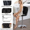 thumbnail image 6 of Bar Stools with Back Set of 2, PAPROOS Swivel 25-33''Adjustable Bar Stools Set, Velvet Upholstered Counter & Bar Height Bar Stools with Button Tufted & Nail Trim for Kitchen Island, Black & Silver, 6 of 12