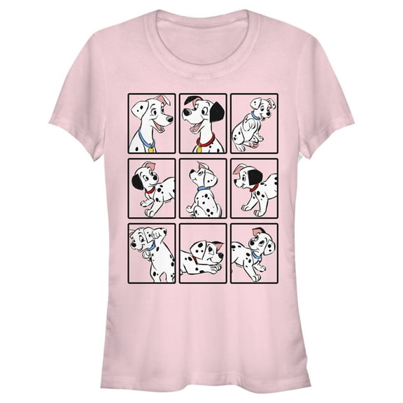 Junior's One Hundred and One Dalmatians Family Grid Graphic Tee Light Pink Small