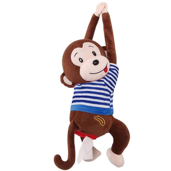 Cute Monkey Shaped Car Tissue Box, Removable Outfit Wall Hanging Napkin Case, Creative Paper Holder for Car Interior, Home Bathroom and Office Desk Use