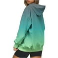 thumbnail image 4 of Dazajoo Women's V Neck Hoodies Long Sleeve Sweatshirt Drawstring Pullover Trendy Gradient Color Hooded Tops with Pocket 2024 Fall Oversized Sweatshirts for Women,Green,XXL, 4 of 7