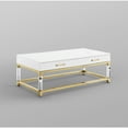 thumbnail image 4 of Inspired Home Alena Coffee Table 2 Drawers High Gloss Acrylic Legs Gold Stainless Steel Base Modern Design, White/Gold, 4 of 10