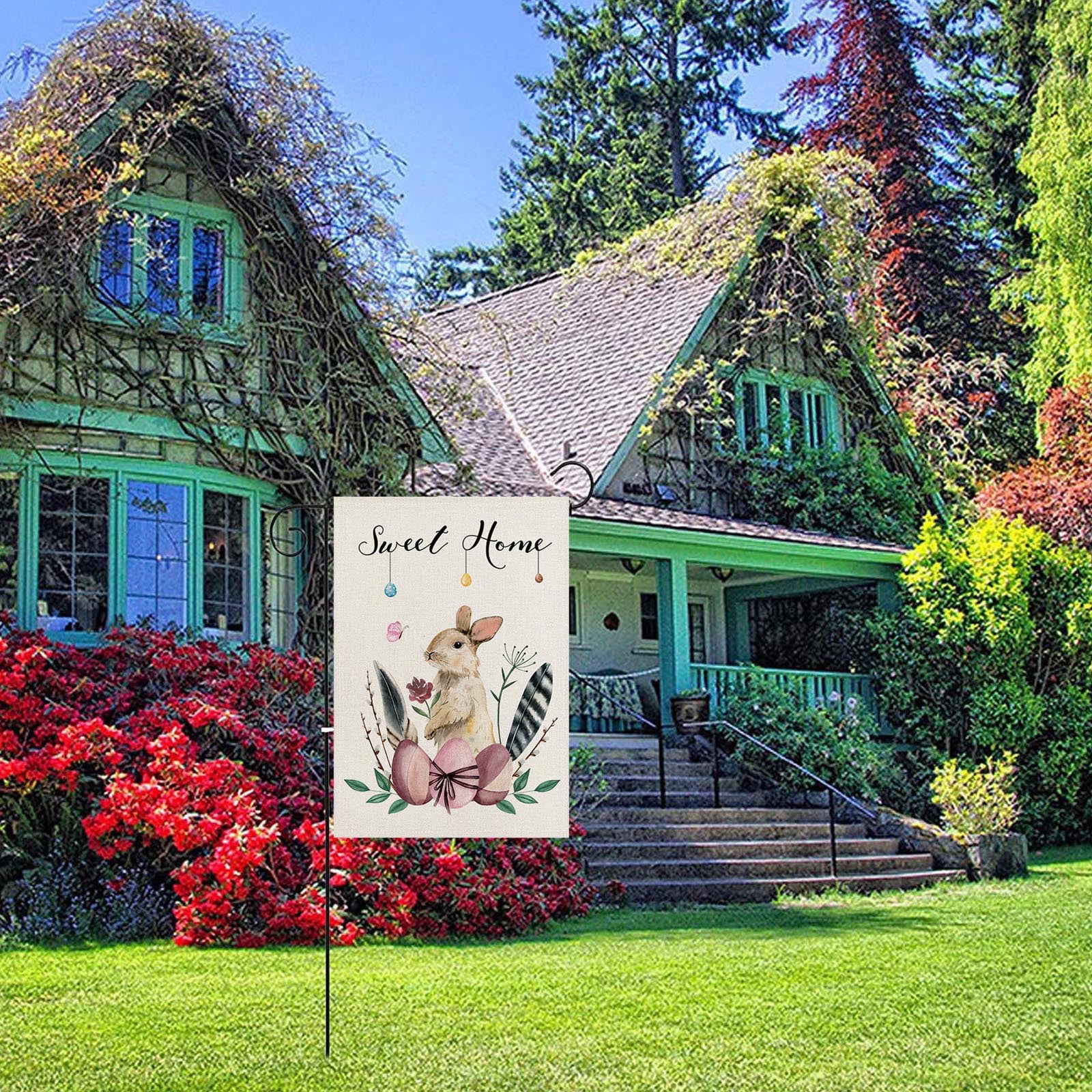 Pet Dog and Welcome Garden Flag House Yard Decor Banner Linen Double-sided 