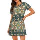 thumbnail image 1 of Balery Traditional Tribal Aztec1 Camisón de manga corta con cuello redondo para mujer, cómodo y elegante., 1 of 6