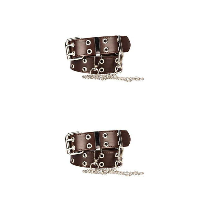 Guardurnaity Nuevo cinturón de moda de cadena Punk para mujer, cinturón ajustable con ojal de doble con cadena de ojal, cinturones Type4 NO4