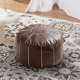 Poufs And Stools - Cotton Knitted Pouffe & Footstool Round Large Chunky Ottoman