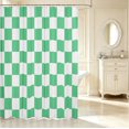 thumbnail image 2 of Manfei Classic Green White Plaid Shower Curtain 72Wx78L,Vintage Checkered Bath Curtain, 2 of 5