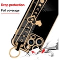 thumbnail image 4 of Compatible with iPhone 13 Pro Max Case 6.7 Inch Cute Heart Pattern for Women Girls Soft Plating Bumper Anti-Scratch Protective Cover with Wrist Strap Band Kickstand Holder-Black, 4 of 12