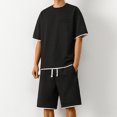 thumbnail image 2 of Cmfcve Men's Summer Short Sets Fake Two Breathable Athletic Set Round Neck Drawstring Short Set Plus Size, 2 of 6