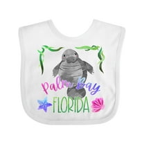 Inktastic Palm Bay Florida Cute Swimming Manatee Boys or Girls Baby Bib