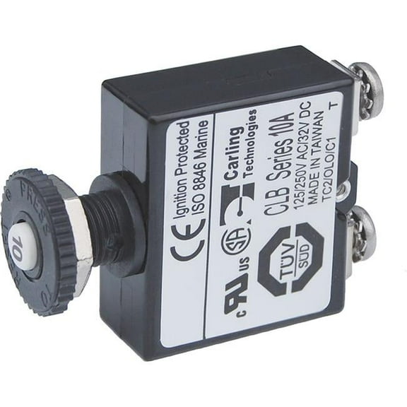 s  10 amp Push Button Reset Only Screw Terminal Circuit Breaker