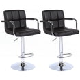 thumbnail image 1 of Bronte Living Leatherette Bar Stool 360 Swivel High Backrest Adjustable Height Base with Hard Floor Protection Plastic - Series Grace - Set of 2, 1 of 8