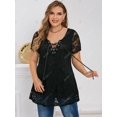 thumbnail image 2 of Blusa Plisada de Encaje de Talla Grande Rosegal  Blusas Tallas Grandes, 2 of 5