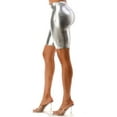 thumbnail image 2 of Women's Casual Metallic Pu Leather Biker Shorts, 2 of 4