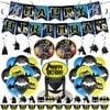Birthday Party Supplies,Batman Party Supplies Birthday Decorations,Batman Birthday Party Supplies Includes Banner,Ballons,Cake Toppers,Batman Aluminum Film Balloon for Batman Themed