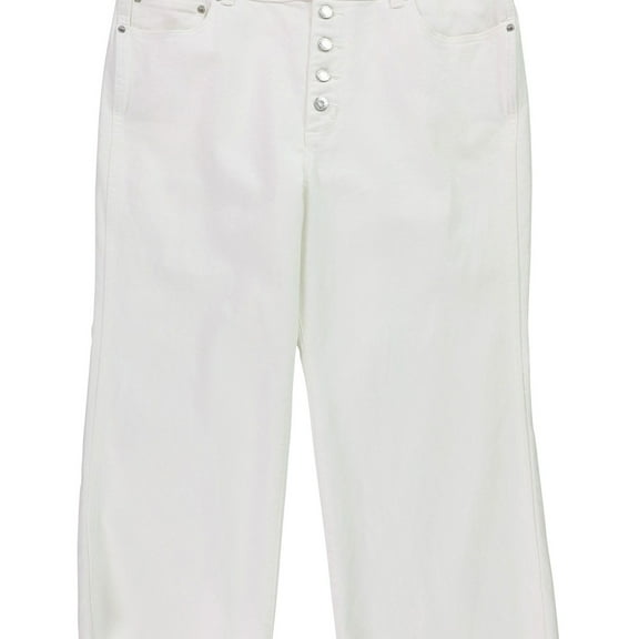 Michael Kors Womens Selma Flare Cropped Jeans, White, Petite, 16P