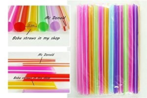 NineChef Bundle - NineChef Boba Drinking Straws Party Smoothies Cocktail Milk Shakes Tea Bubble Jumbo Fat Giant 8.5' (35 pcs ) + 1 NineChef Brand Long Handle Spoon