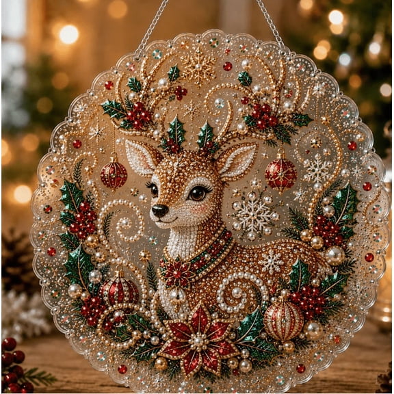 2026 Christmas in July DIY Diamond Art Hanging Ornament – Handmade Sparkling Christmas Keepsake Small Holiday Corner Mini Santa Hanging Decor