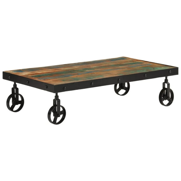 vidaXL Coffee Table with Wheels Furniture Living Room Solid Reclaimed Wood