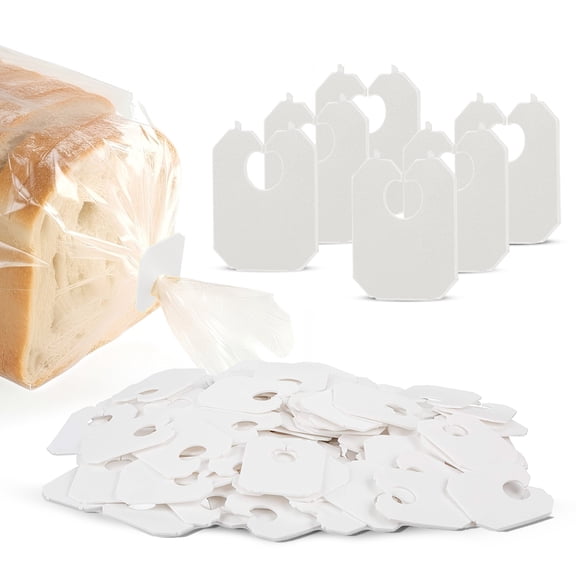 MT Products White Plastic Bread Clips 7/8" x 1 1/8" - Disposable Bread Ties - Pack of 500